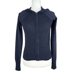 Athleta Women’s Navy Blue Stretch Athletic Full Zip Hooded Knit Cardigan XXS/C33